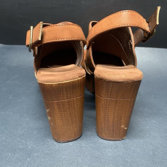 White Mountain Footbed Platform Strap Back Heels Brown Women’s Size 8.5 - Picture 4 of 10